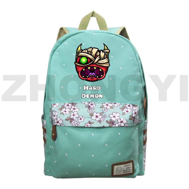 

Floral Women Angry Geometry Dash Backpack Large Capacity Travel SportS Packbag Student Geometry Dash Canvas Schoolbag Laptop Bag