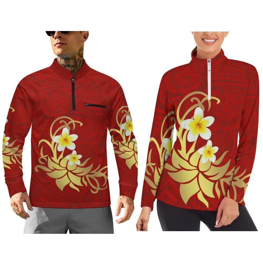 

Polynesian Autumn And Winter Couple Sportswear Long-Sleeved Sportswear Long-Sleeved Fitness Wear Customizable Patterns