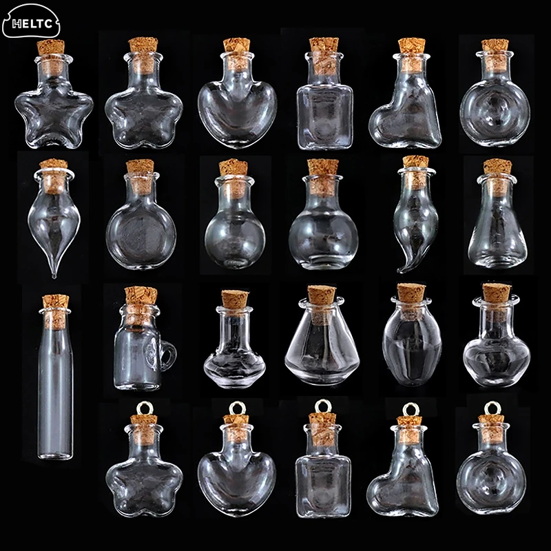 10PCS Mini Glass Bottle Miniature Bottle Mini Cork Glass Vials DIY Mini Wishing Drifting Bottle Wedding Party Decor Glass Jars