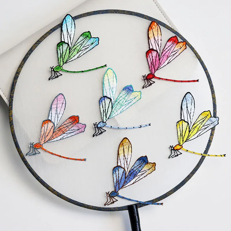 1 Piece Embroidery Iron on Fashion Patches, DIY Applique, Repair Hole Clothes, Bag Decoration, Small Adhesive, Dragonfly