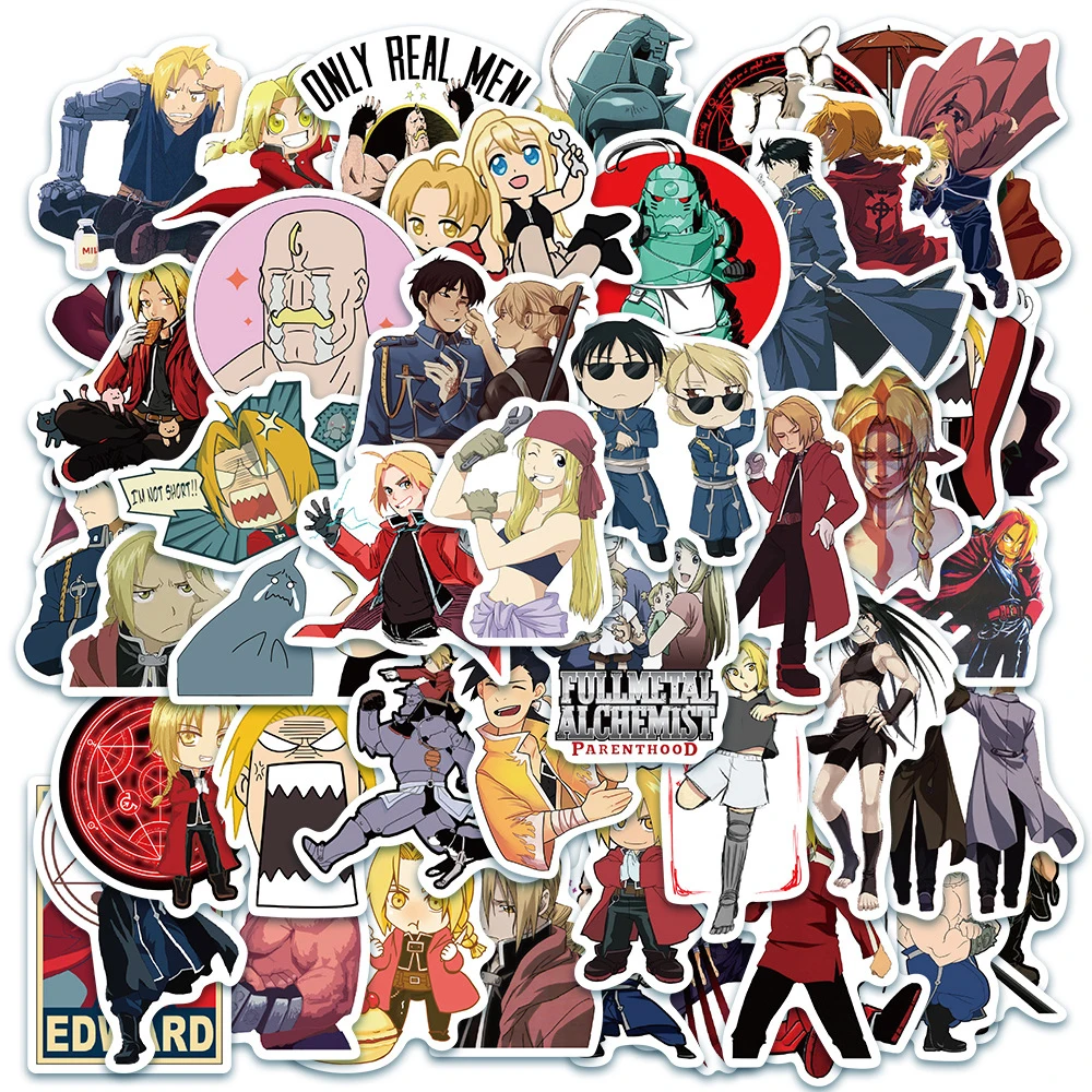 

10/30/50pcs Cool Fullmetal Alchemist Anime Stickers Winry Edward Graffiti Sticker Laptop Skateboard Stationery Car Roy Decals