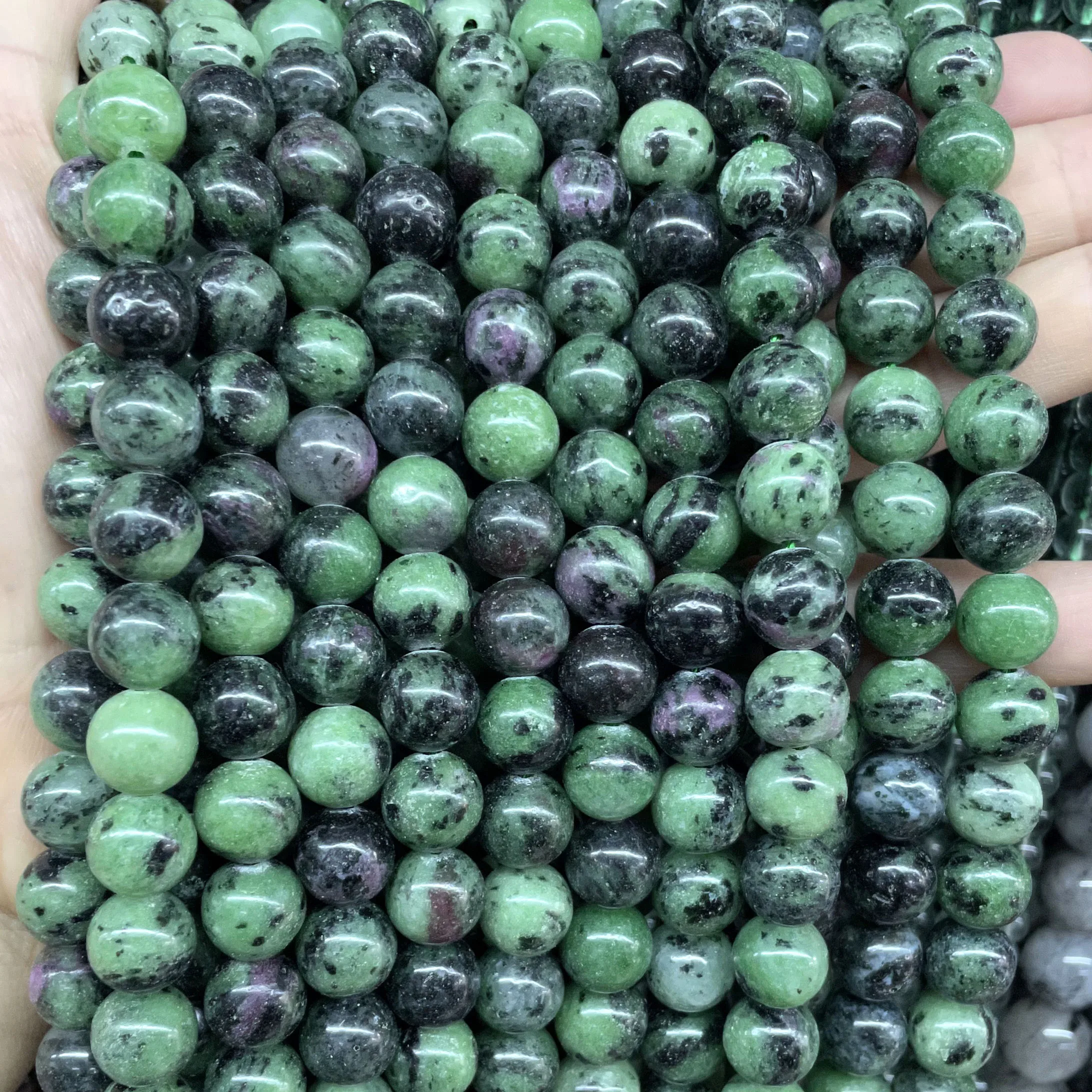 4 6 8 10 MM Natural Stone Epidote Zoisite Loose Round Spacer Beads for Jewelry Making DIY Bracelet Necklace Accessories