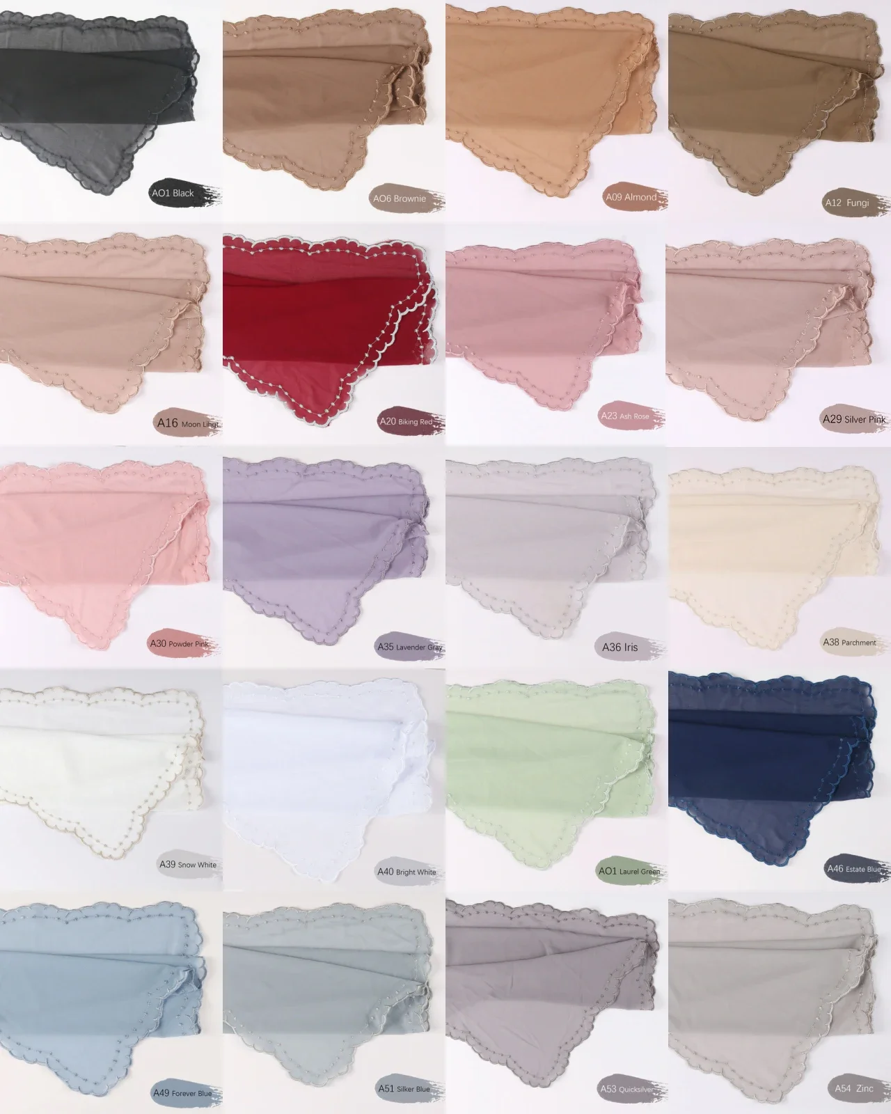 New Fancy Embroidery Heavy Chiffon Hijabs Shawls Turban Malaysian Ladies Premium Embroidered Hijab Sulam Tudung Bawal