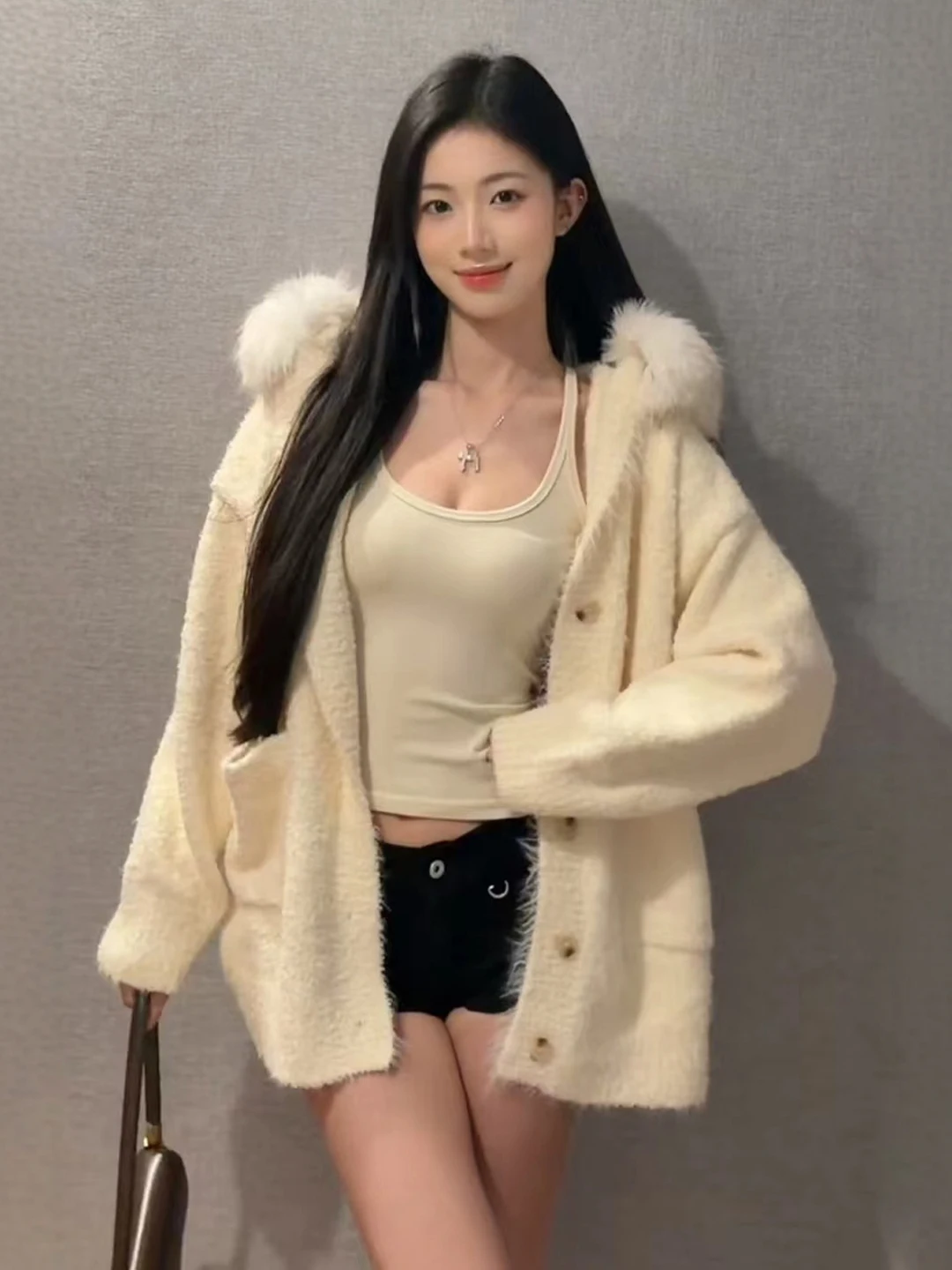 

Unique Cute Oversized Hoodie Sweater Faionable Chic Lazy Sle Top for Winter Women's Knitted Long Sve Color Coat