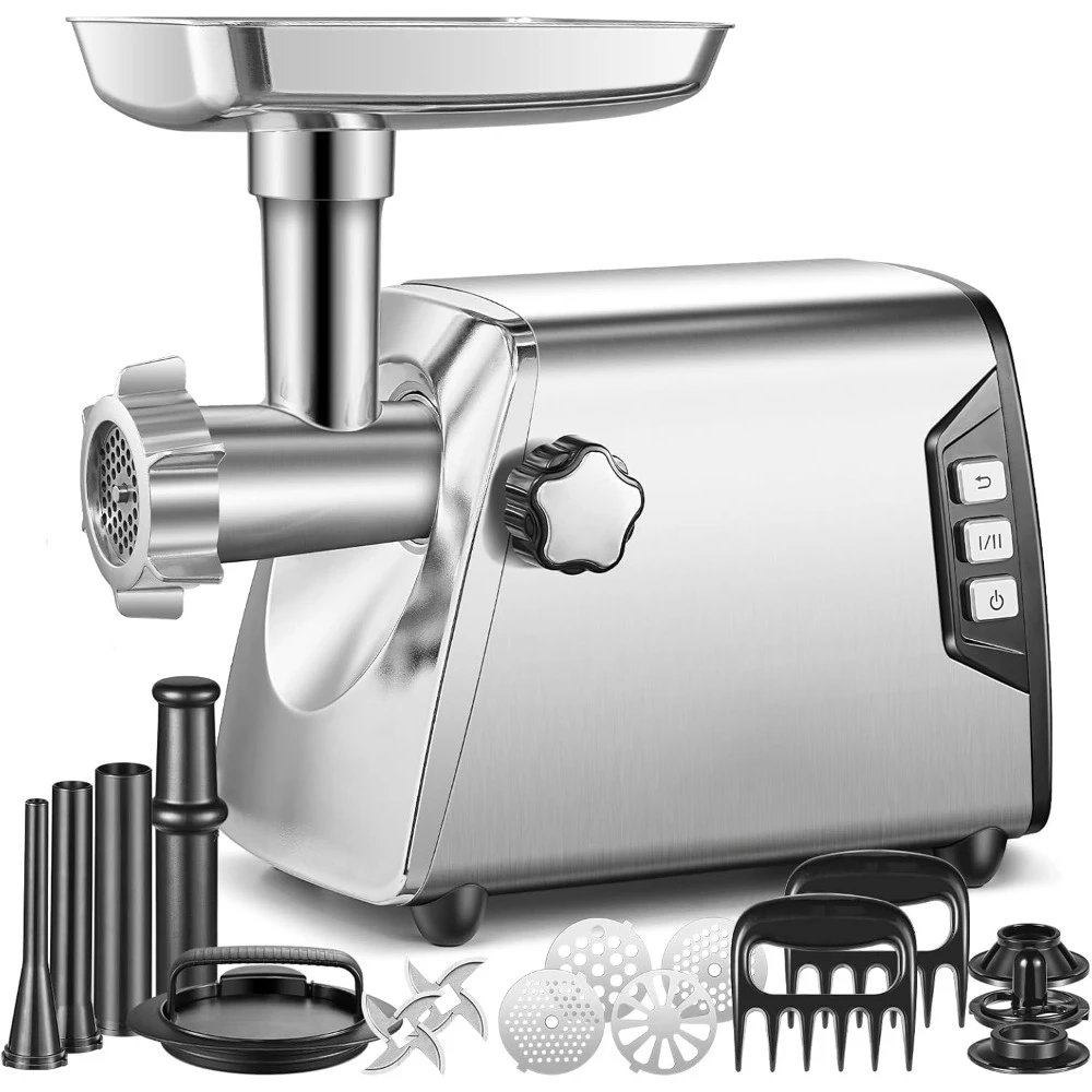 

#12 meat grinder, [maximum 3000W] 3-speed meat grinder heavy-duty: built-in storage box, 2 blades, 4 plates, 3 sausage fillers