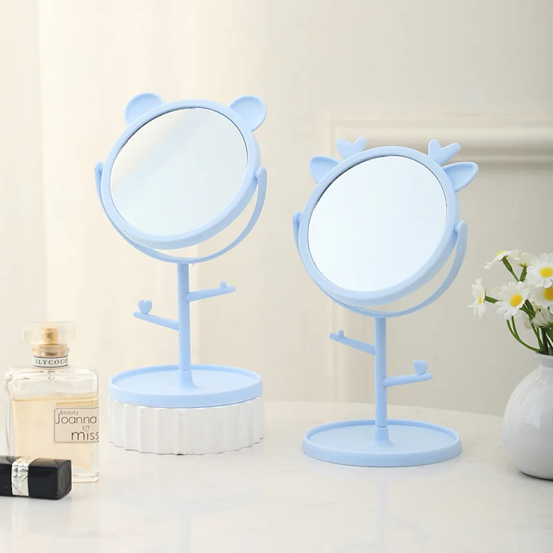 Lindo tocador espejos decorativos Camping redondo pequeños espejos De pie inodoro plástico decoración del hogar Miroir De Maquillage MHHZJ