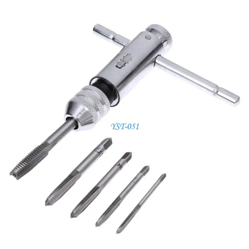 

E15A Upgraded T-Handle Ratchet Tap Holder Wrench Adjustable with M3-M8 Metric Tap Manual Tapping Accessories Alloy