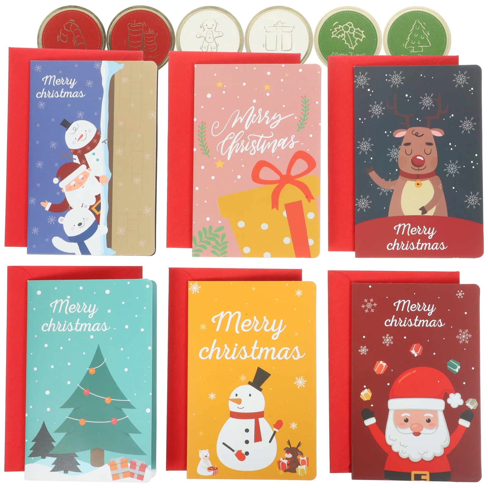 

6 Sets Wedding Christmas Card Mother 2021christmas Paper Merry Happy Holidays Postcards