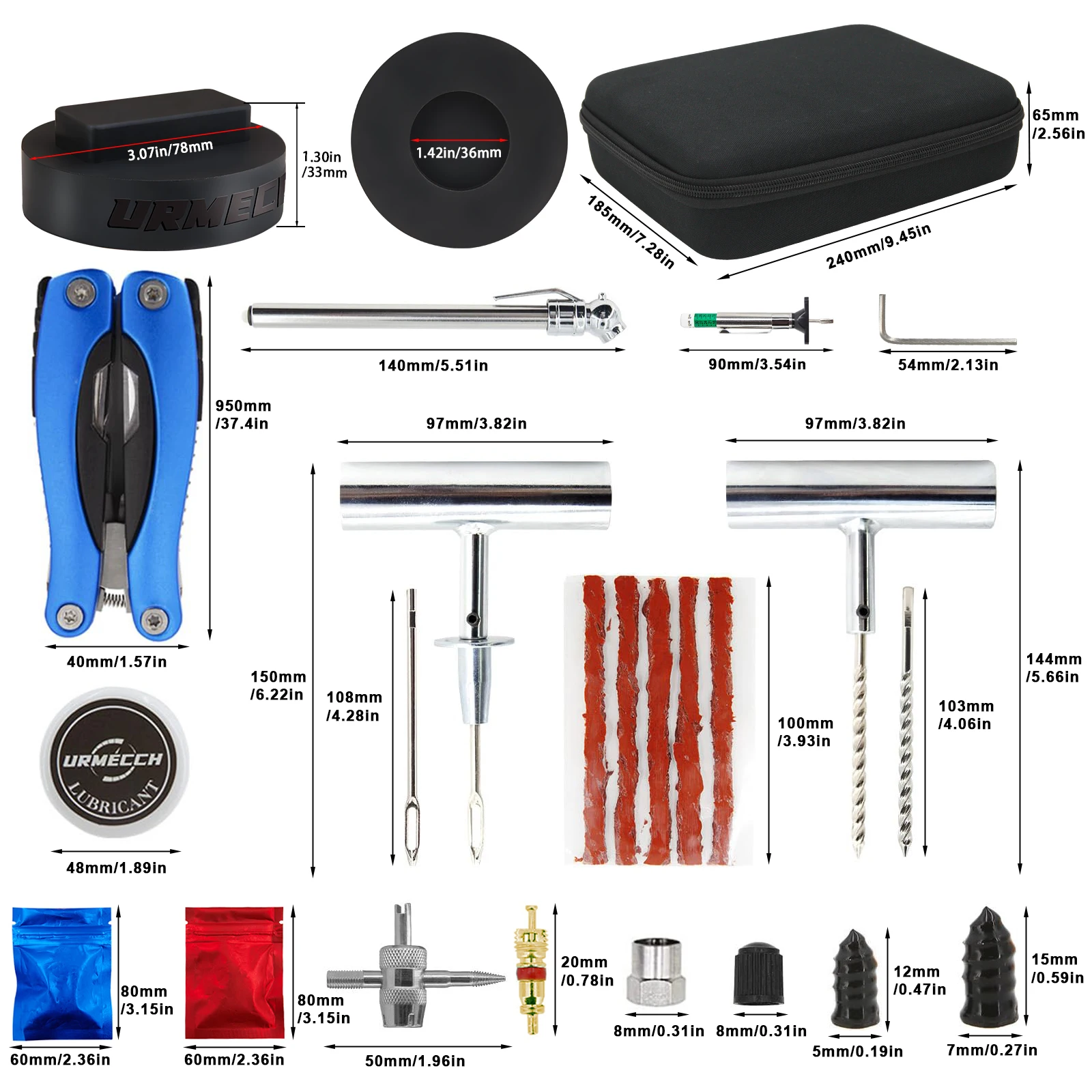 For BMW X3 X5 X6 X7 MINI Bottle Jack Pad and Tire Repair Tool Kit Trolley Floor Rubber Pucks Pliers Tire Tread Depth Gauge