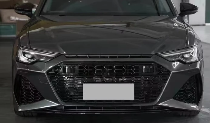 2019-Up forAudi A6 Avant High Quality RS6 Front Bumper Body Kit ABS Perfect Fit Car Accessories Including Front Bumper Grille