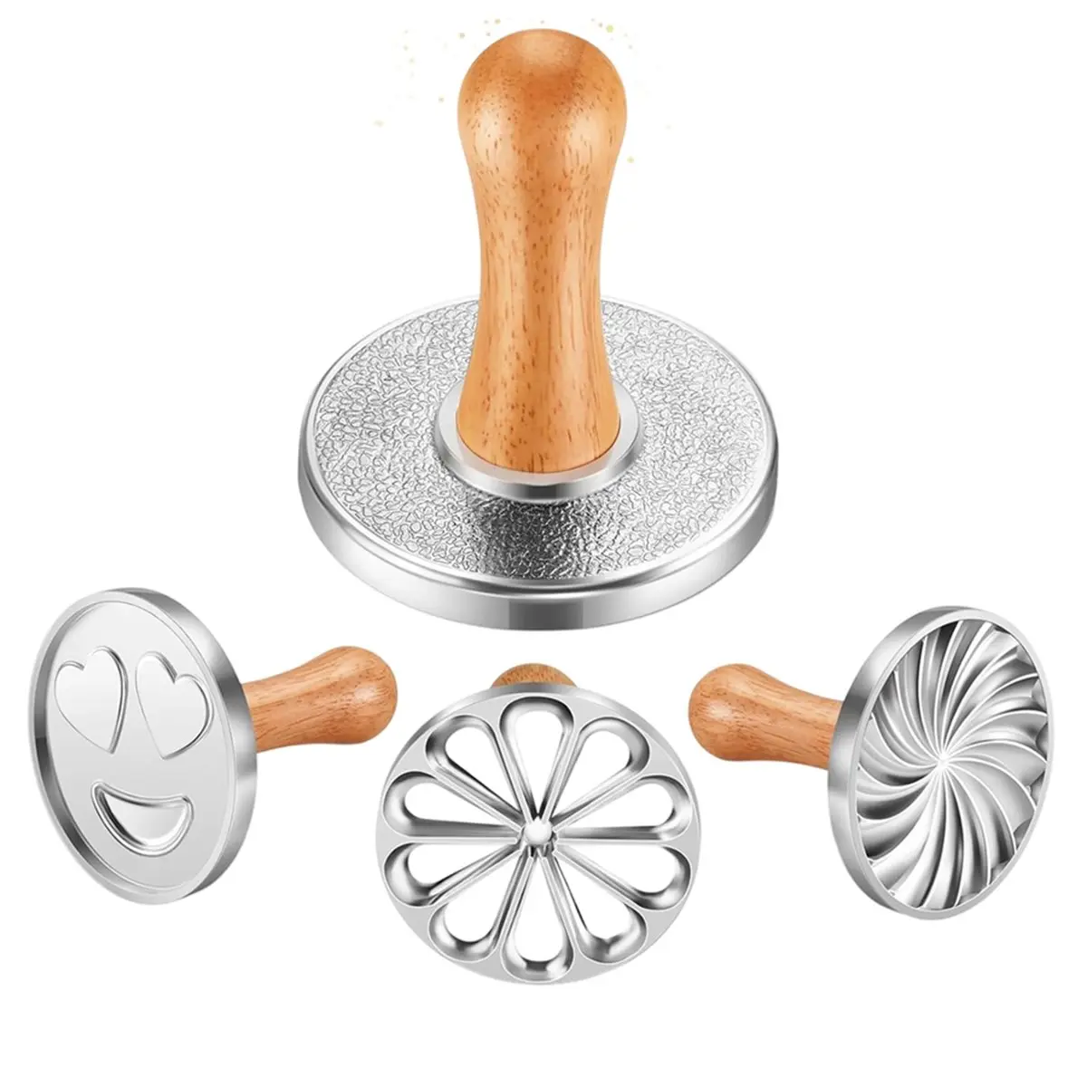 3pcs Cookie Stamps, Metal Christmas Cookies Cutter Mold with Wooden Handle, Cookie Decorating Supplies