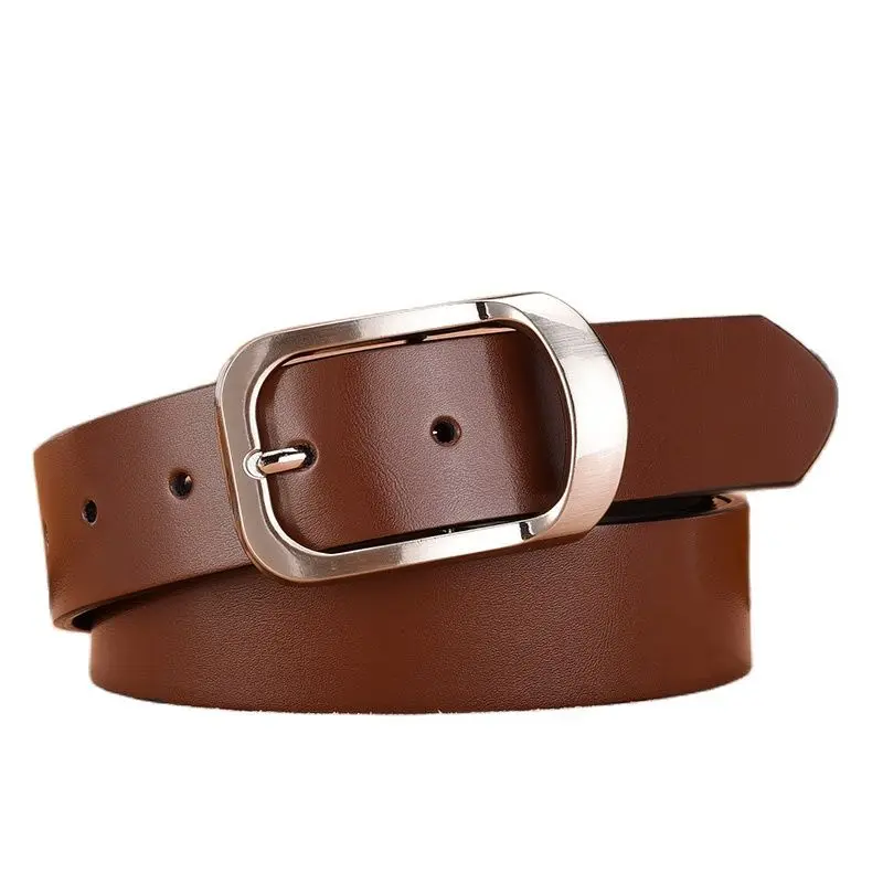 Fashion Punk Needle Buckle Dermis Belts for Men Retro Leisure Business Brown Color Cowhide Waist Belt Clothing Accessories Gift