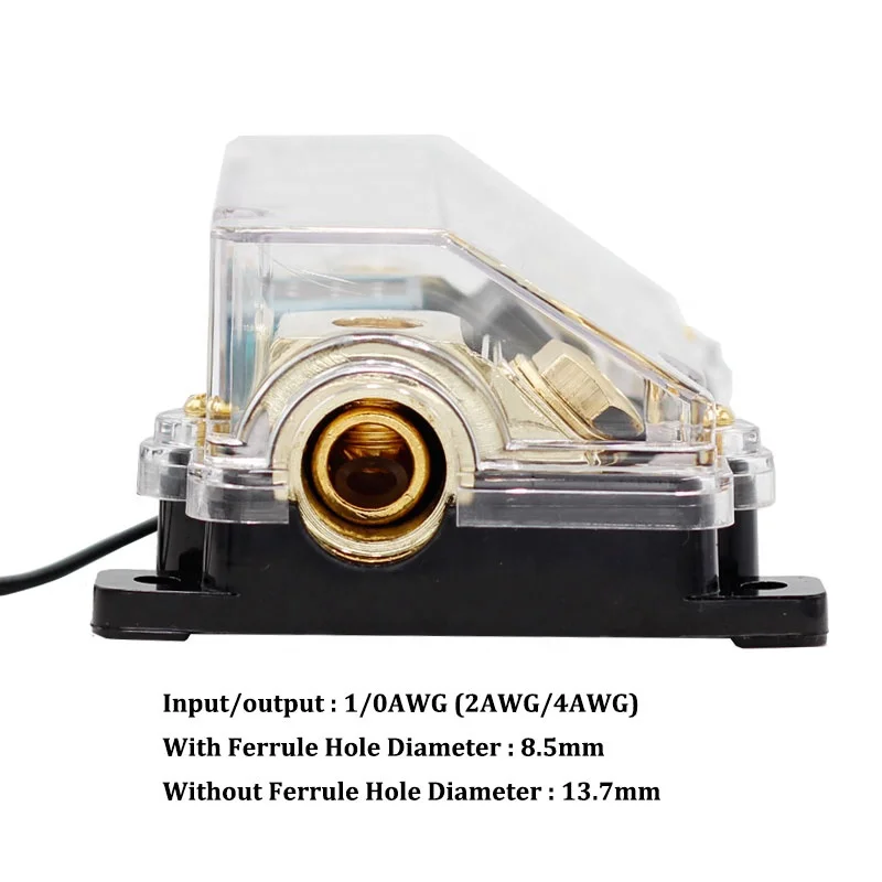0/2/4 AWG Gauge Car Stereo Audio LED Display Digital Voltage 100 Amp Inline ANL Fuse Holder