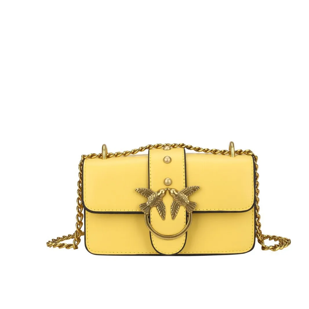 خمر السنونو الطيور الكلاسيكية سلسلة حقيبة مربعة للنساء فريدة من نوعها حقيبة كتف صغيرة Crossbody عالية الجودة محفظة جلدية ريترو تشي