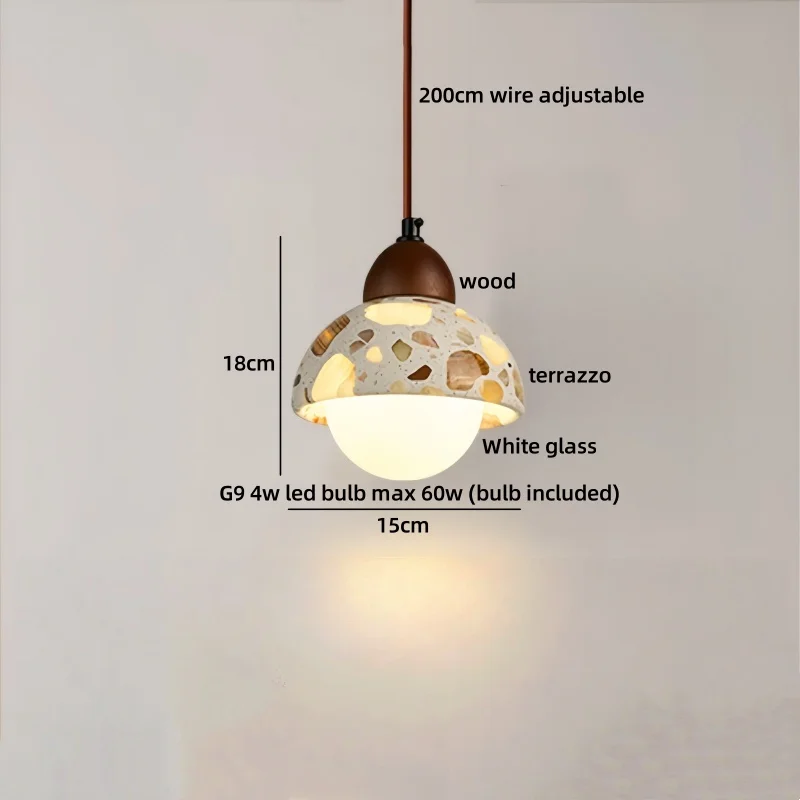 IWHD تيرازو الخشب قلادة LED ضوء الشمال الحديثة الحمام غرفة الطعام تصميم الأبيض كرة زجاجية مصباح معلق لامبارا Colgante #2