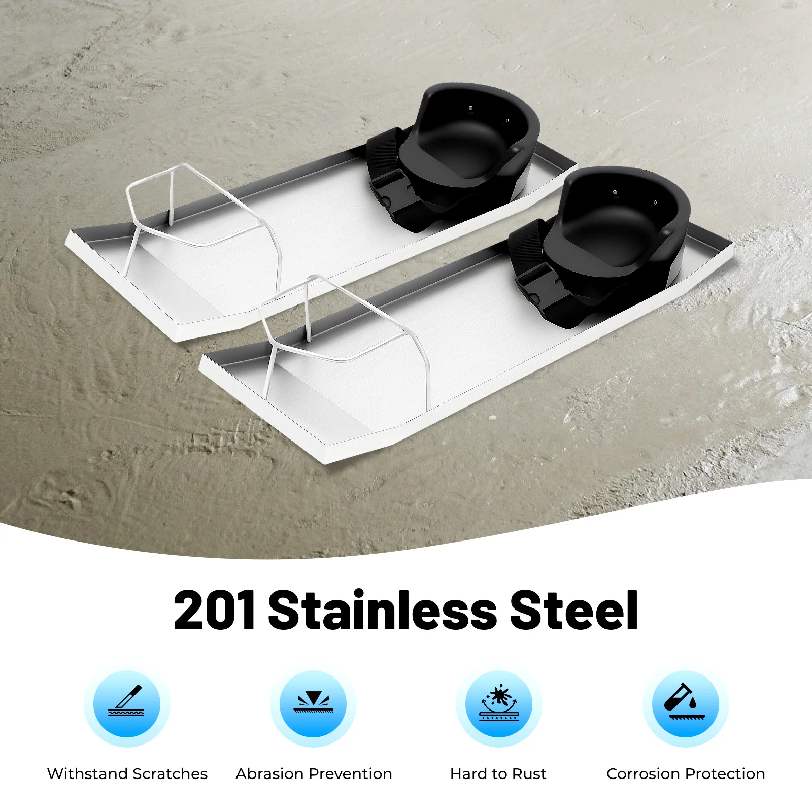 

2 Pairs Concrete Knee Boards, 201 Stainless Steel with Adjustable Straps & Knee Pad for Concrete Finishing, Kneeling Protection