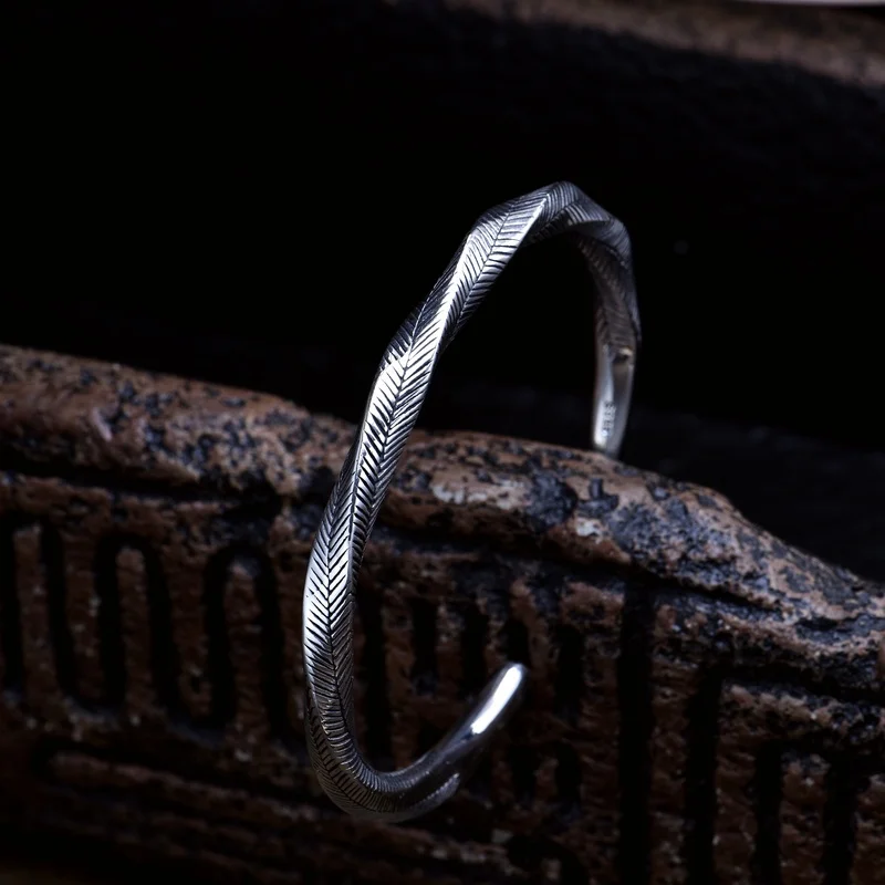 925 Sterling Silver Vintage Mobius Bracelet, Elegant Style Women