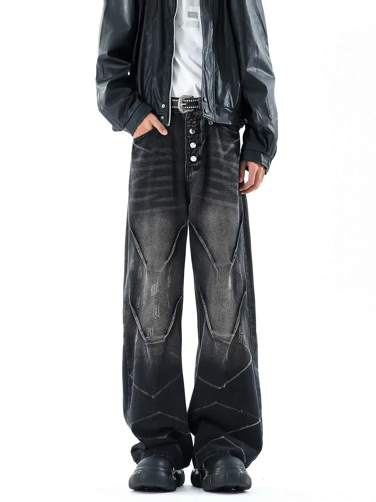 Women Black Gothic Y2k Emo Wash Jeans Harajuku Vintage Baggy Boyfriend Denim Trousers Japanese 2000s Style Oversize Jeans Pants