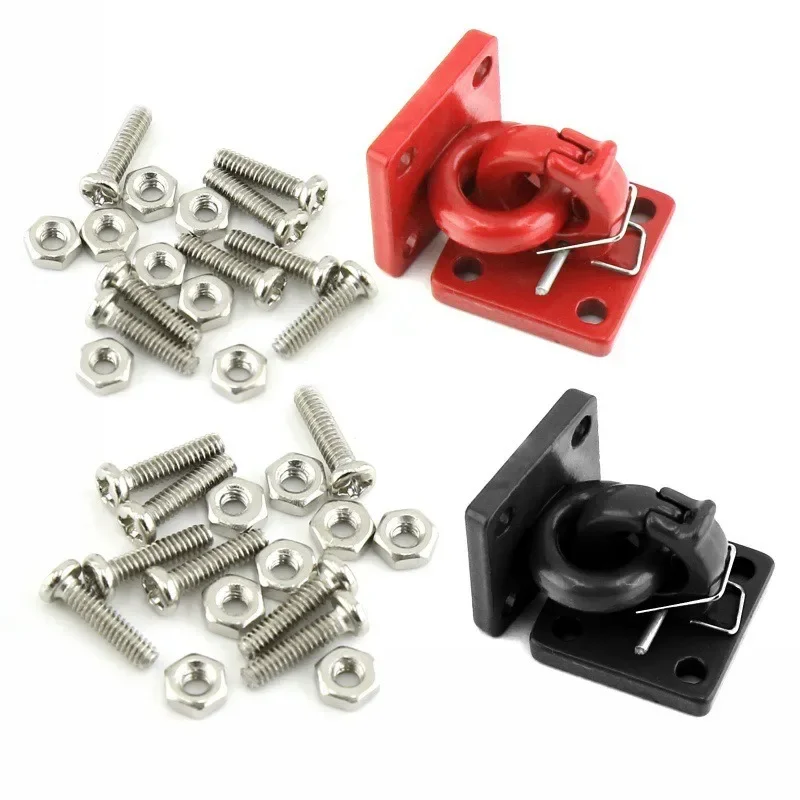 Metal Bumper D-ring Red Tow Hook 2Pcs for 1/10 RC SCX10 TRX-4 D90 Upgrade Parts