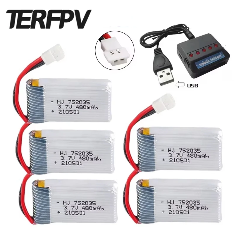 H31 Battery 3.7V 480mAh 752535 Lipo Battery And Charger For H107 H31 KY101 E33C E33 RC Drone Helicopter Spare Parts 3.7V Battery