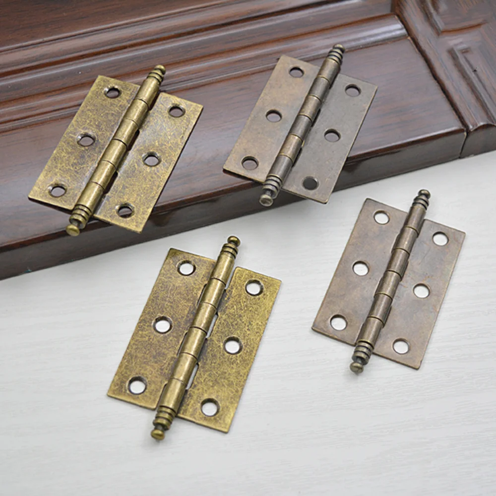 Ferro novo estilo chinês dobradiças dobráveis durável fácil de instalar bronze vintage dobradiça coroa cabeça caixas de madeira