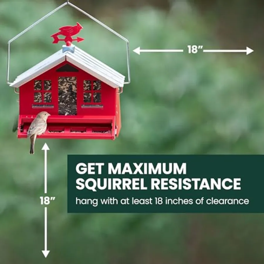 【Spot goods】Squirrel-Be-Gone II Country House Bird Feeder with Weathervane - 8 lb Seed Capacity - Squirrel Proof Wild Bird Feed view 3