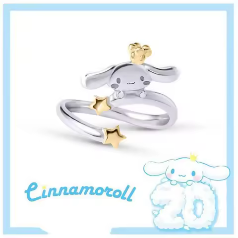 Sanrio 925 Sterling Silver Ring Cinnamoroll Cartoon Styling Exquisite Versatile Advanced Opening Ring Anniversary Memorial Gift