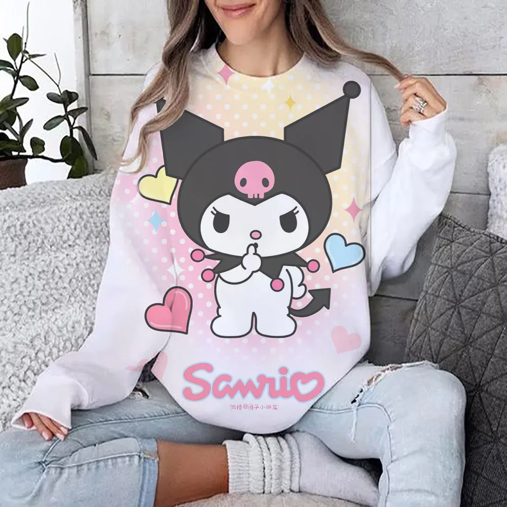 O-Ausschnitt Hello Kitty Damen Langarm Sweatshirts Jugendliche Frau Kleidung Party Y2k Streetwear Pullover Hohe Qualität 2024 Neu