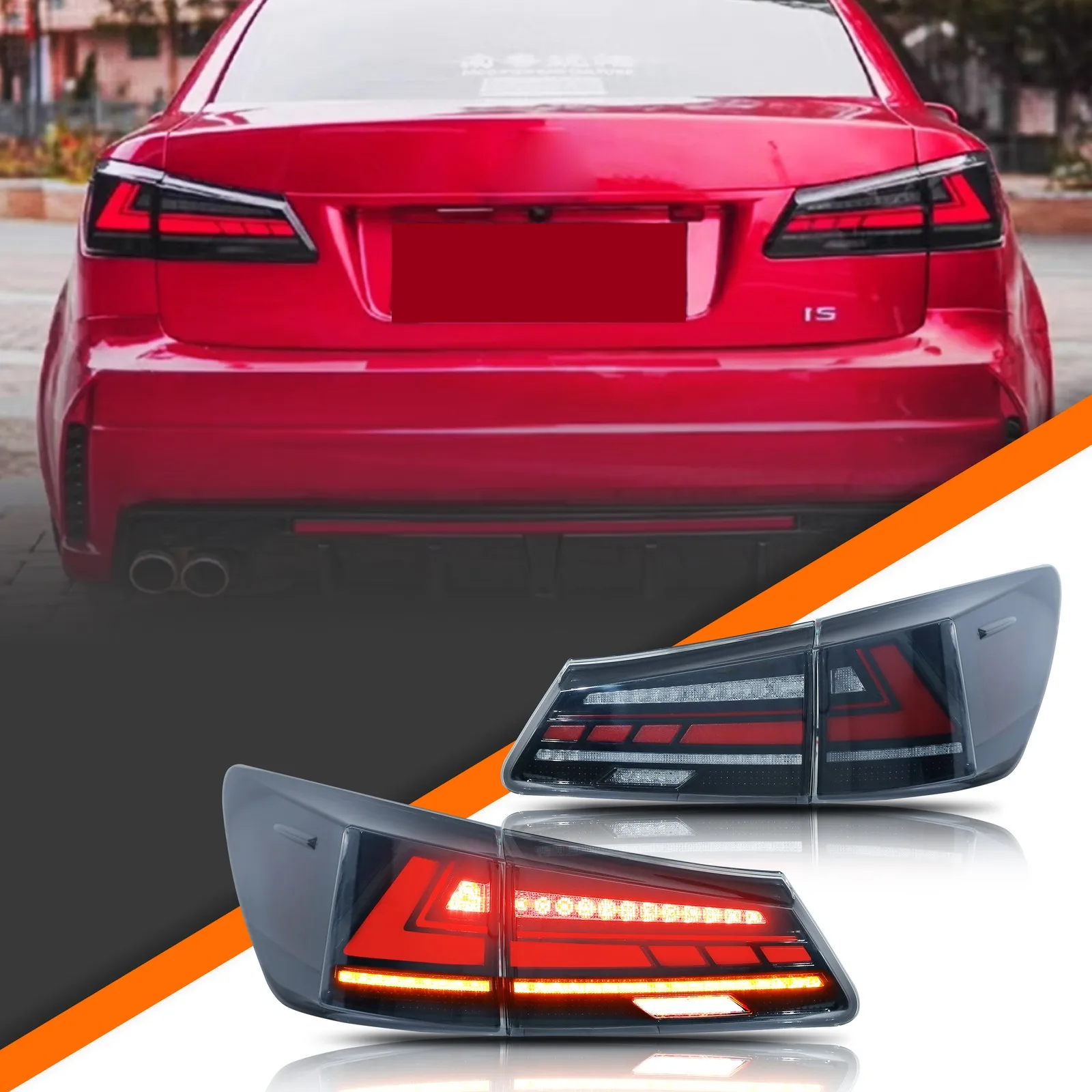 

Светодиодные задние фонари для Lexus IS250 IS350 ISF IS II 2006-2013 с последовательным сигналом поворота, анимацией при запуске, черные, в сборе