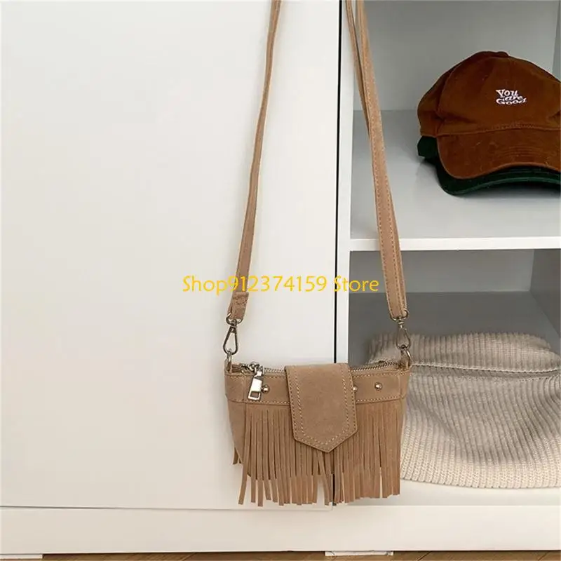 

G5AE Multipurpose Fringed Tassels Shoulder Bag for Women Retro Crossbody Phone Purse