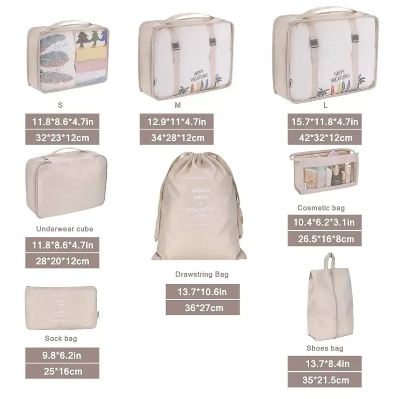 7Pcs Set Travel Organizer Storage Bags Suitcase Packing Cubes Cases Portable Wardrobe Luggage Clothes Shoe Pouch Fold - view 3