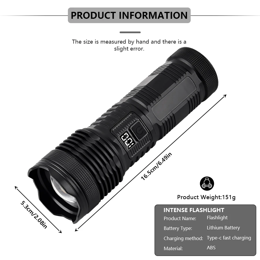 Most Powerful P50 FlashLight Flash light 5 Modes Usb Zoom Led Torch Built-in 18650 Battery Camping Fishing Drop Shipping