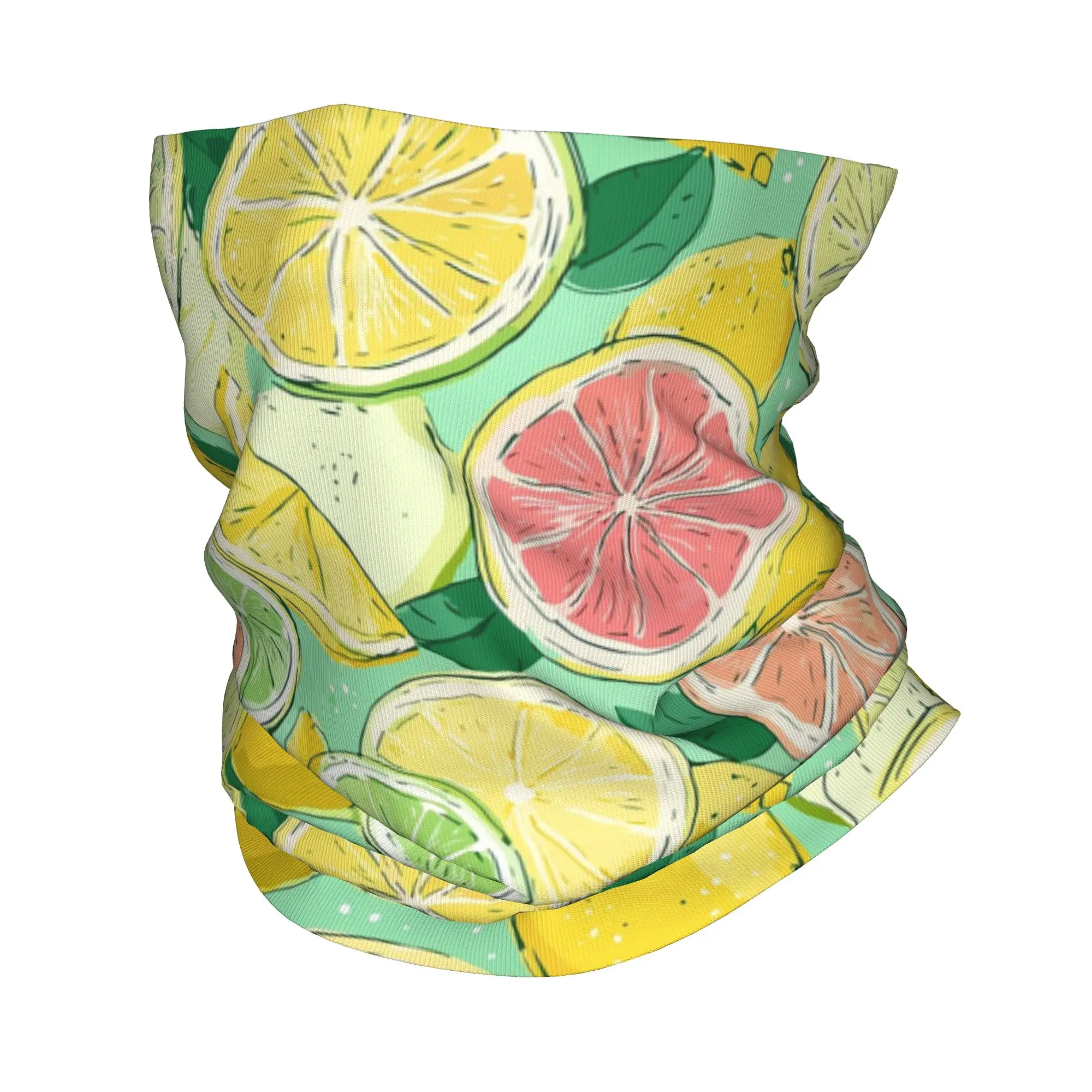 

Citrus Fruit Pattern Lemon Lime and Grapefruit Joy Bandana Neck Cover Printed Wrap Scarf Face Mask Running For Men Women Adult