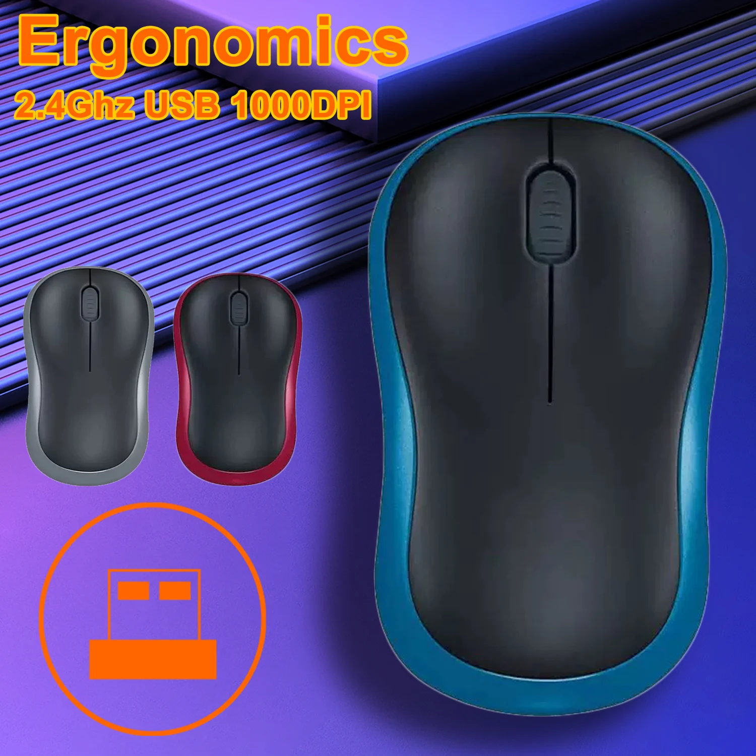 2025New ماوس لاسلكي 2.4Ghz USB 1000 ديسيبل متوحد الخواص الفئران USB استقبال كتم الملاحة البصرية الفئران لنظام التشغيل Mac OS كروم نافذة 10/8/7