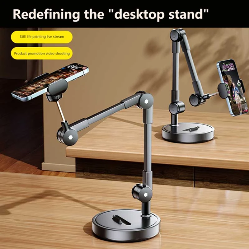 

Versatile Adjustable Smartphone Holder Foldable Arm Tablet Stand for Vlogging Photography Live Broadcast Video Recording Desk