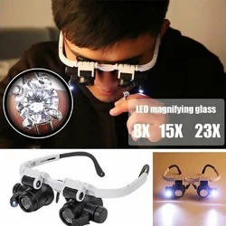 Size Adjustable Head Mounted Led Light Loupe Acrylic Lens Double Eyeglass Magnifying Glass Ergonomic Multipurpose For Watch