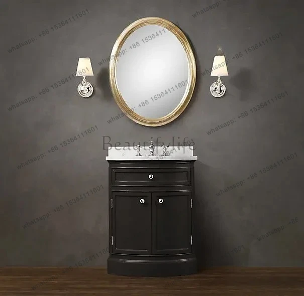 

yj7 Mobile da bagno francese rurale retrò in legno massello Lavabo moderno nordico minimalista italiano in rovere