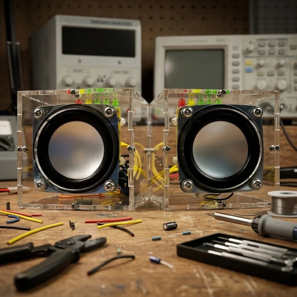 DIY For 3W Audio For Amplifier Kit for STEM Curriculum and Maker Projects Featuring Enclosure and PCB Assembly