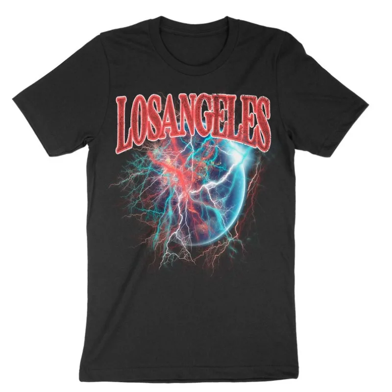 

00013319#A-Trendy LA Streetwear T-Shirt - Retro Graphic Tees For Men - Vintage Los Angeles Design