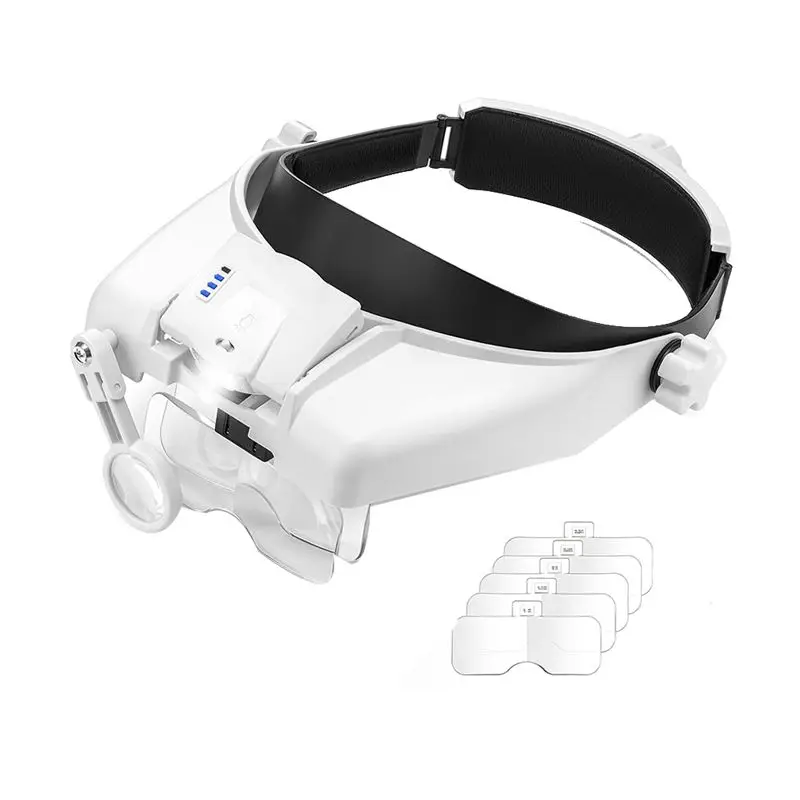 Aug. Magnifying Glasses With Light, Headband Magnifying Glasses For Close Work, With 5 Lenses & Two Led Lamps,Heads Magnifier
