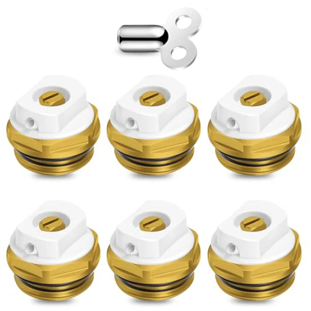 Key 2.4cm X 2.6cm Brass Drain Valve Dedicated Wrench Included Efficient Heating Maintenance Manual Air Vent Valve