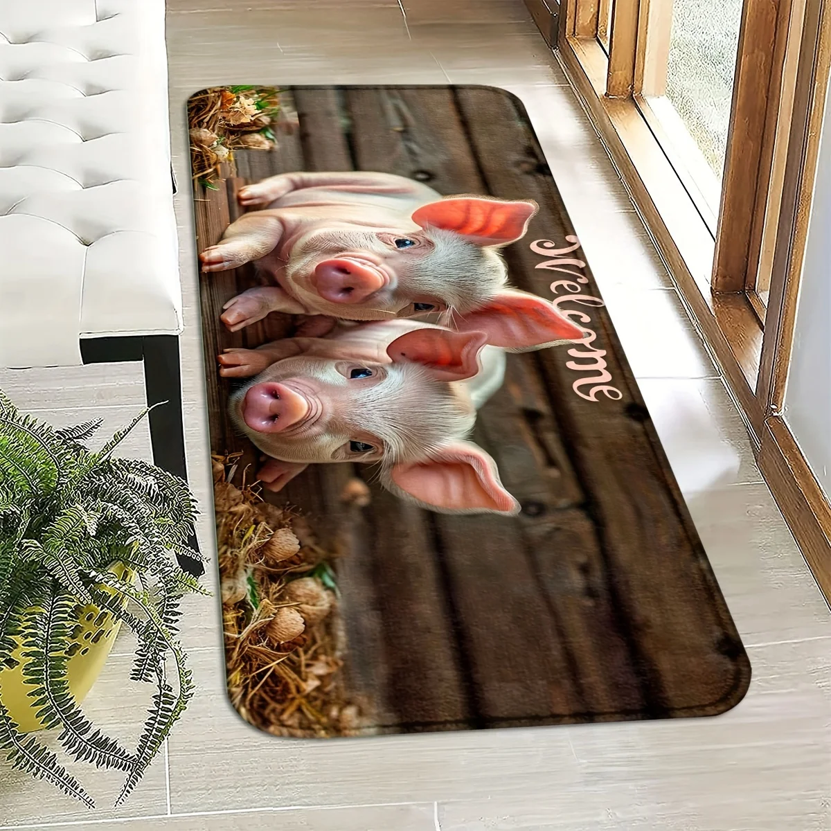 Ultra Cute Piggy Welcome Doormat Mat Rug for Farm House Pet Decor Outdoor Indoor Entrance Utility Polyester Flooring Gift