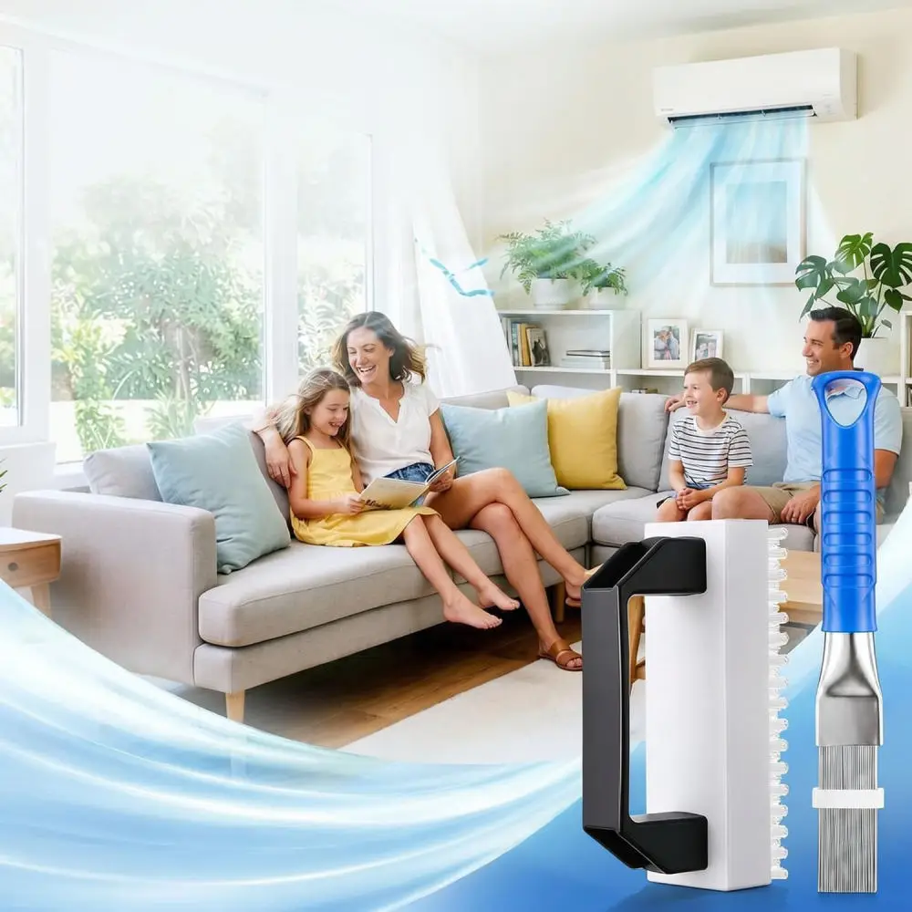 Radiator Fin Cleaner Set Condenser Straightener Comb HVAC Repair Tool Air Conditioner Evaporator Dust Removal Brush