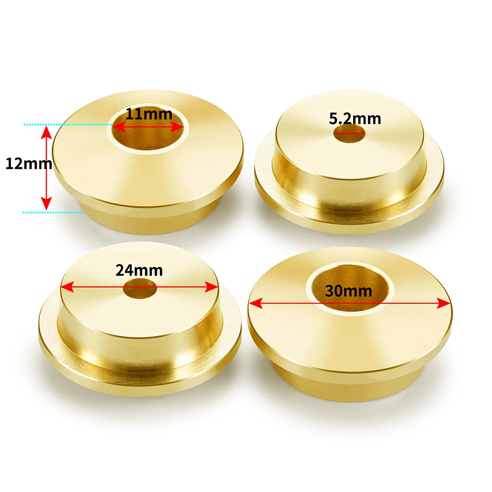 YEAHRUN 4Pcs Brass Spring Retainer Shock Cups for Axial SCX6 AXI05000 JEEP Wrangler 1/6 RC Crawler Car Truck Model Upgrade Parts