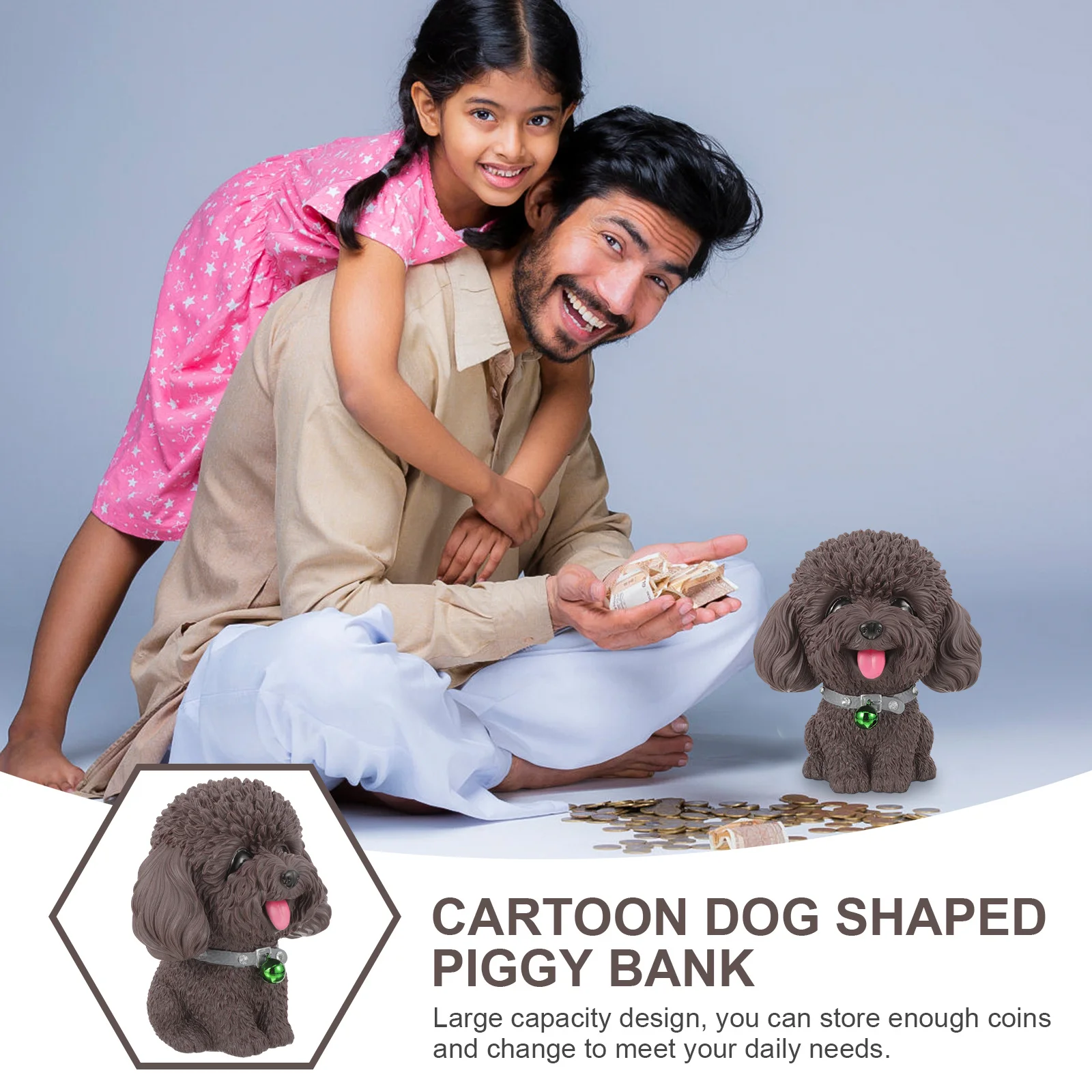 Hucha de perro de dibujos animados, tarro de monedas para cachorros de gran capacidad para niños, bote de ahorro de dinero de vinilo, decoración de escritorio, caja de dinero para regalo para niños