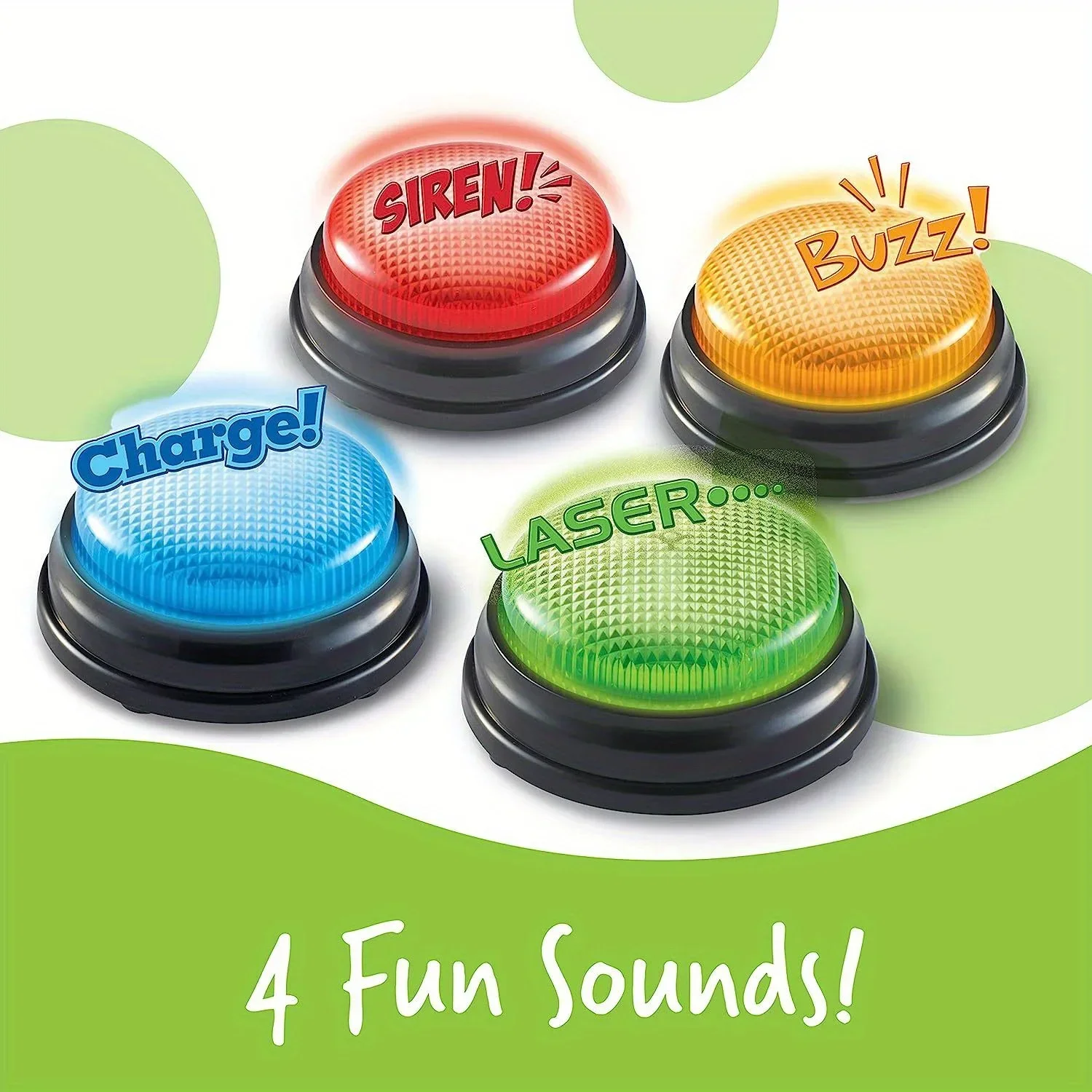 Learning Resources Answer Buzzers Toy for Family Game Competition Quiz Buzzers Lights and Sounds Button for Trivia Nights Kids