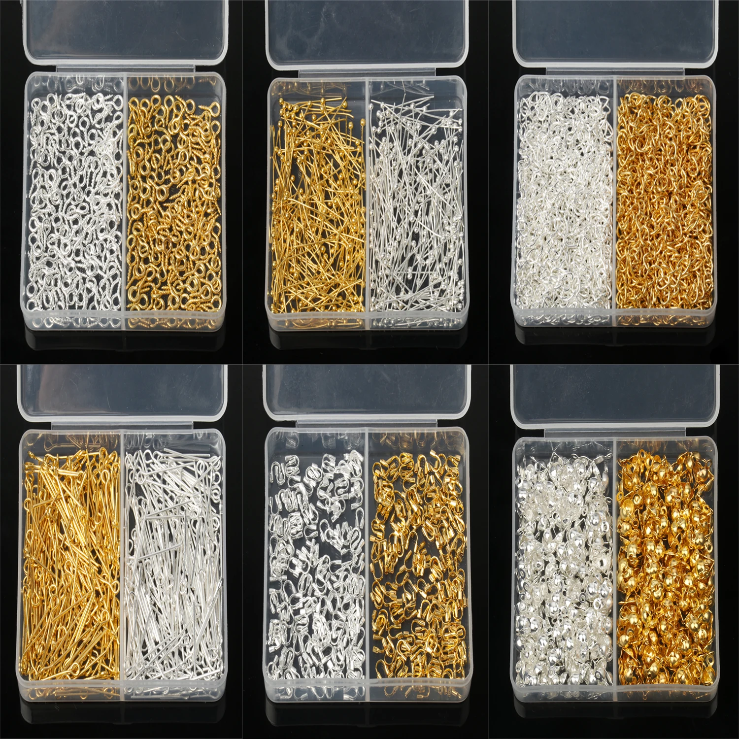 Groothandel 100-400 Stuks Gemengd Goud Zilver Kleur Platte Kop Pinnen Crimps Kralen Bal Ketting Connector Einde Sluiting Fit Maken Diy Sieraden