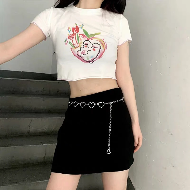 Women Fashion Heart Shaped Metal Waist Chain Belt Waistband Accessories