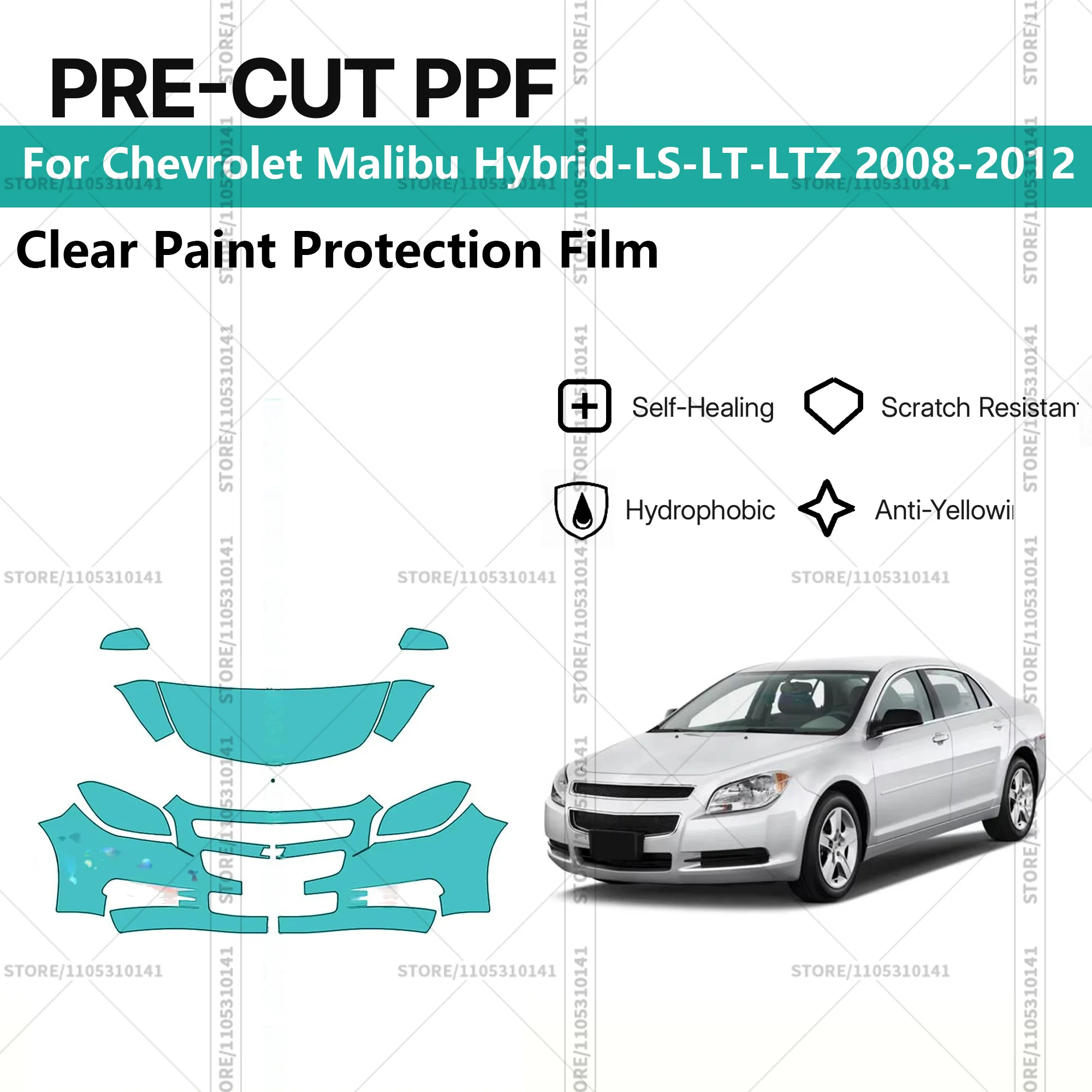 

For Chevrolet Malibu Hybrid-LS-LT-LTZ 2008-2012 Pre-Cut Paint Protection Film PPF Transparent Car Film Automotive PPF