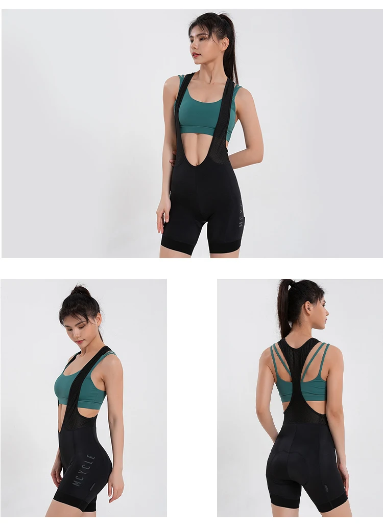 Mcycle Nahtlose gepolsterte Fahrrad-Trägerhose für Damen, atmungsaktiv, schnell trocknend, Sport-Shorts, anpassbare Fahrrad-Strumpfhose im Großhandel – Detail 11